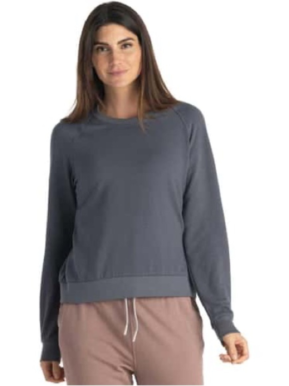 Free Fly Apparel Women's Bamboo Lightweight Fleece Crew in Storm Cloud Size M